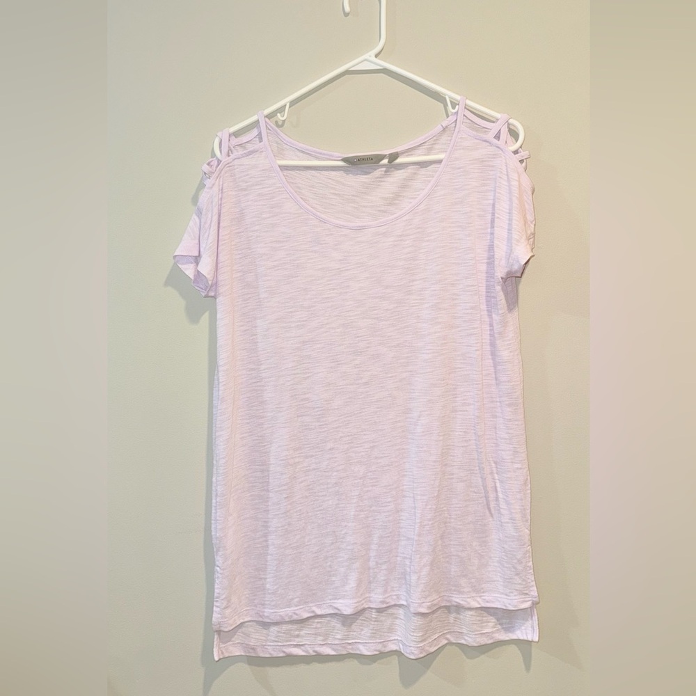 Athleta Criss Cross shoulder tee